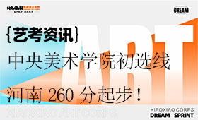 中央美术学院初选线河南260分起步！