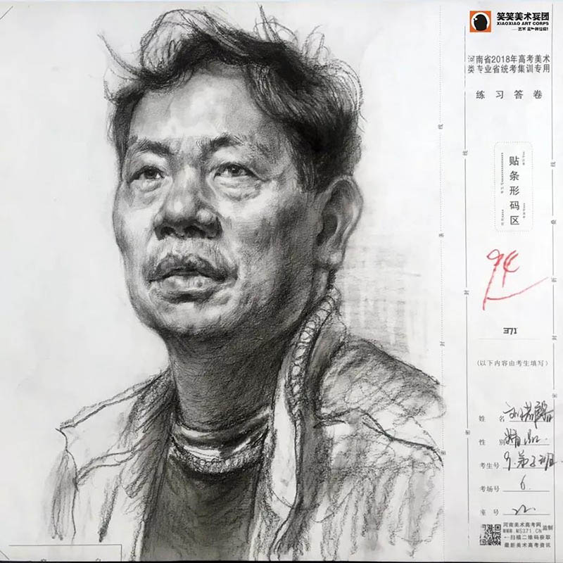 郑州美术高考培训,郑州画室,2019届笑笑小兵第六期素描篇部分高分试卷