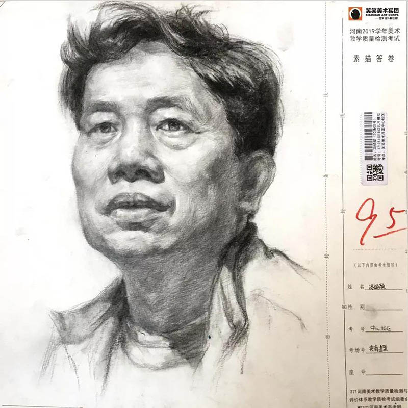 郑州美术高考培训,郑州画室,2019届笑笑小兵第六期素描篇部分高分试卷