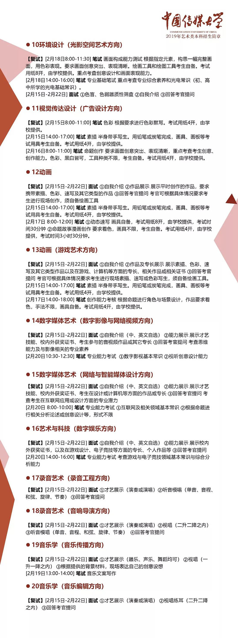 中国传媒大学艺术类型