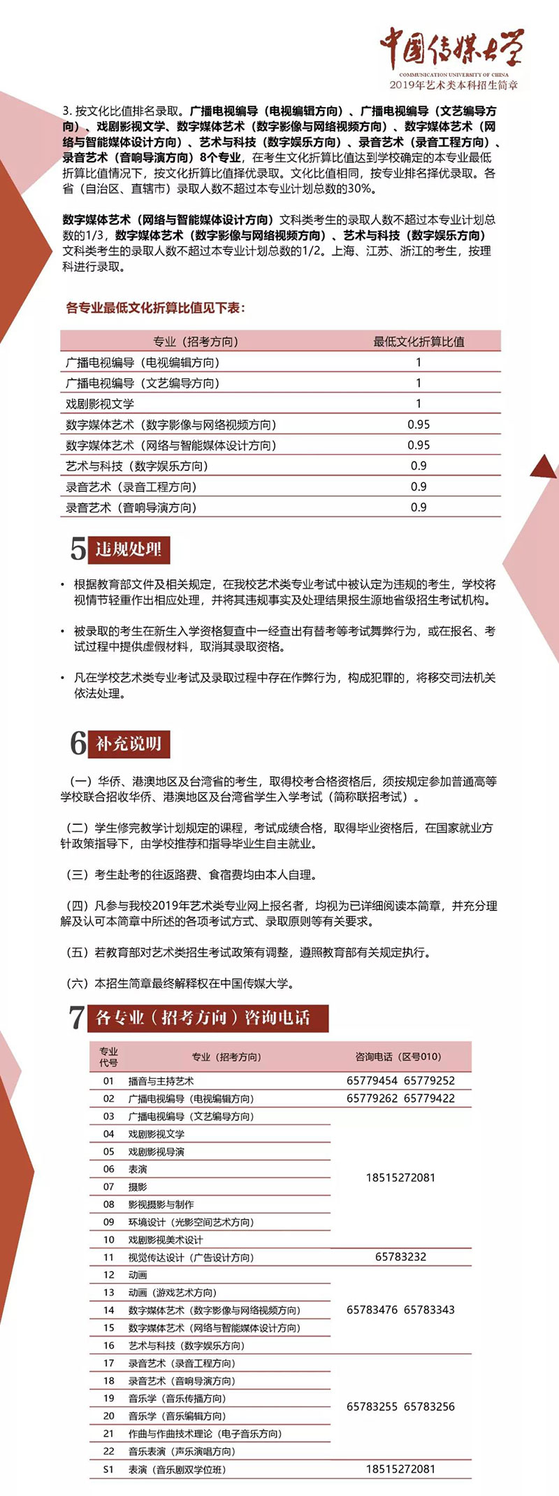 中国传媒大学2019年艺术类咨询方式