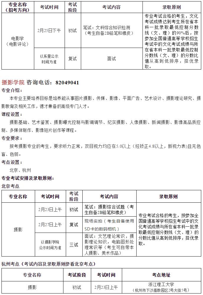 北京电影学院2019年艺术类本科、高职招生简章