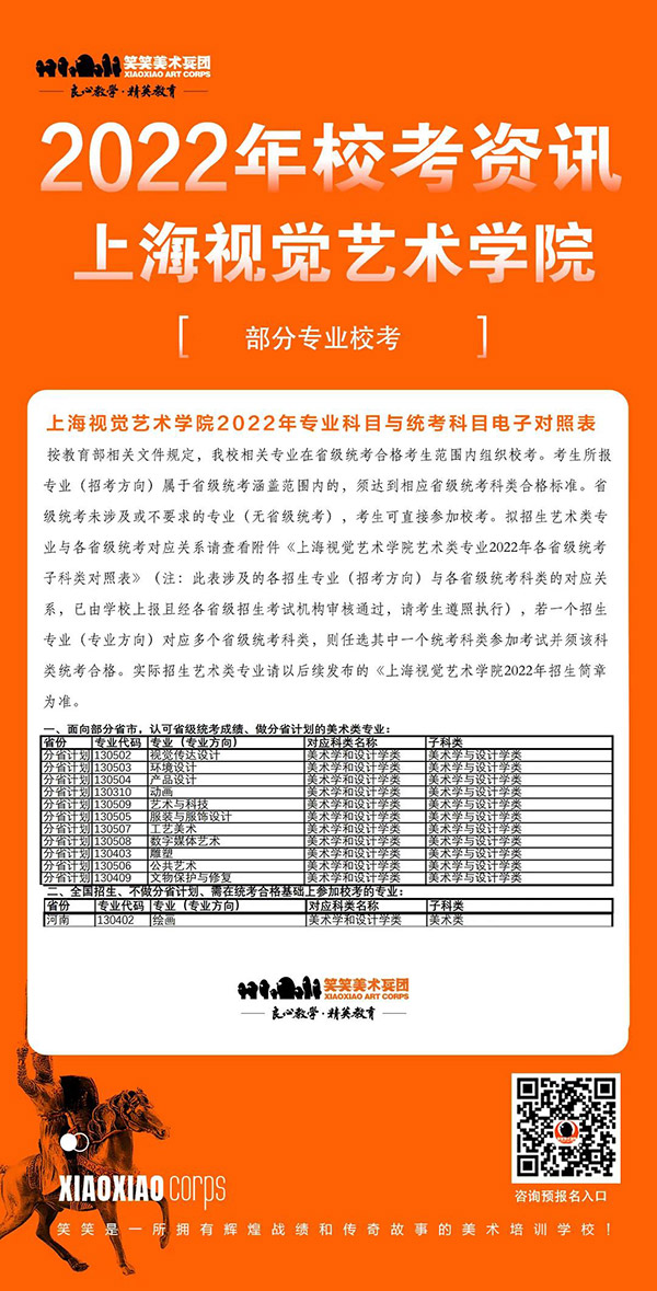 2022年上海视觉艺术学院部分专业校考公告